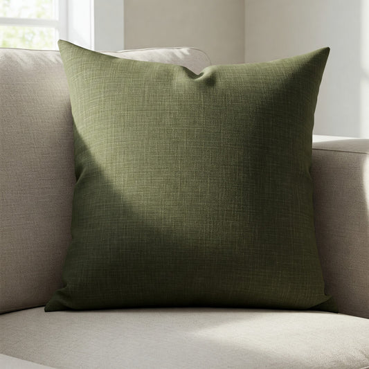 Premium Olive Linen Feel Throw Pillow Cover - Soft & Durable Decorative Cushion, 18x18 for Home Décor