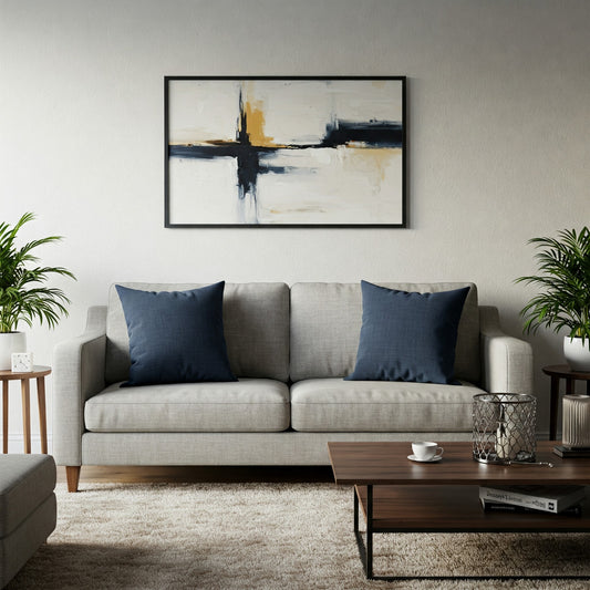Premium Linen Look Throw Pillow Cover – 18x18, 22x22 Inch | Single Decorative Cushion for Spring & Summer Home Decor -Muted Navy