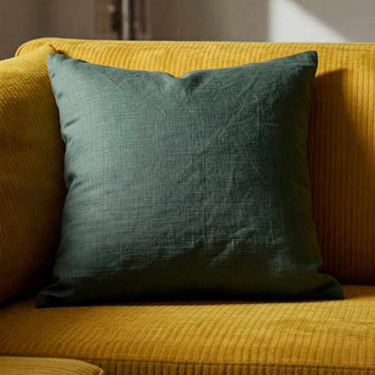Premium Linen Look Throw Pillow Cover – 18x18, 22x12, 22x22 Inch | Single Decorative Cushion for Spring & Summer Home Decor -Dark green