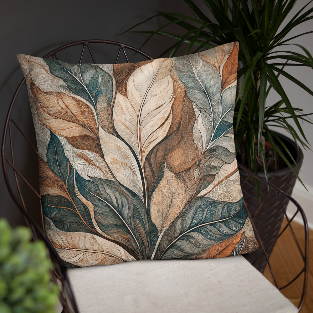 Botanical Blades Leaf Throw Pillow Cover – Nature-Inspired Decorative Cushion